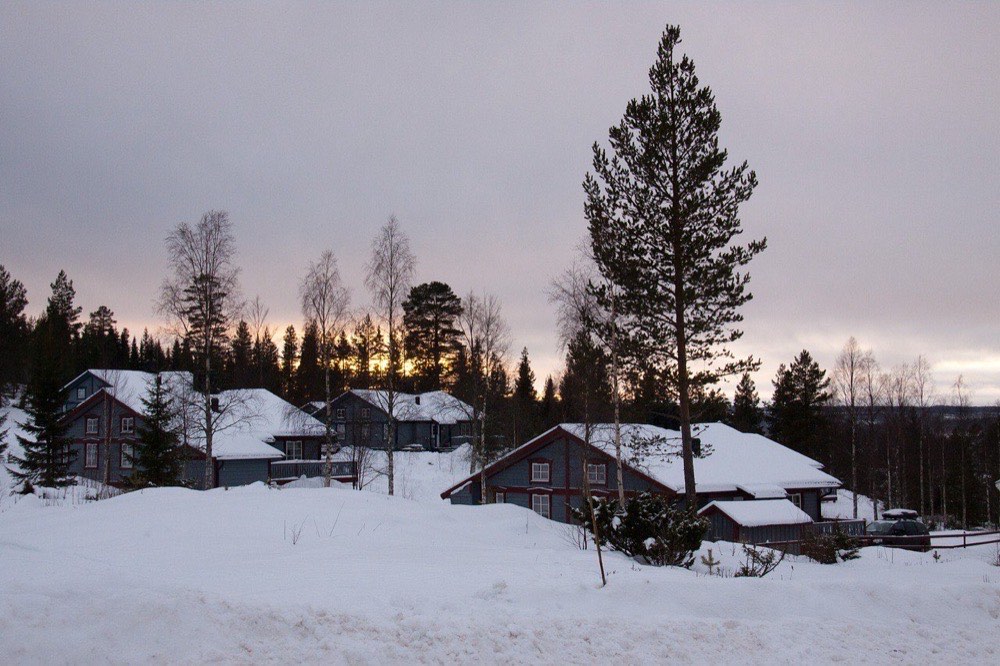 Snow-covered outdoor technology equipment